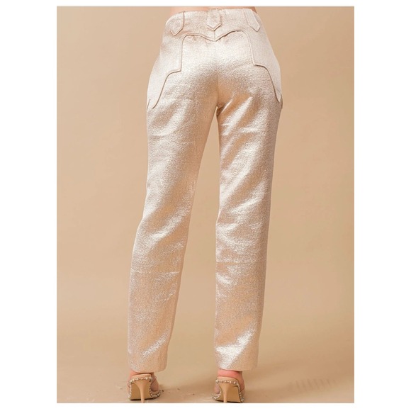 Blue B Rose Gold Metallic Pants Size L Metallic Western Pants - Picture 2 of 6
